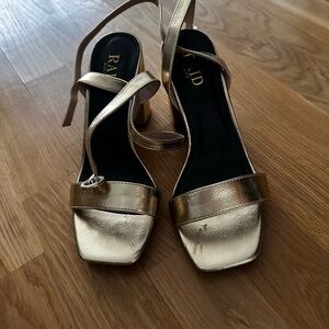 Women's Gold Strappy Heels